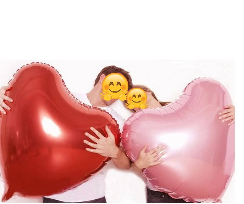 Large glossy heart balloons, Red on the left and Pink on the right – selectable colours sold individually