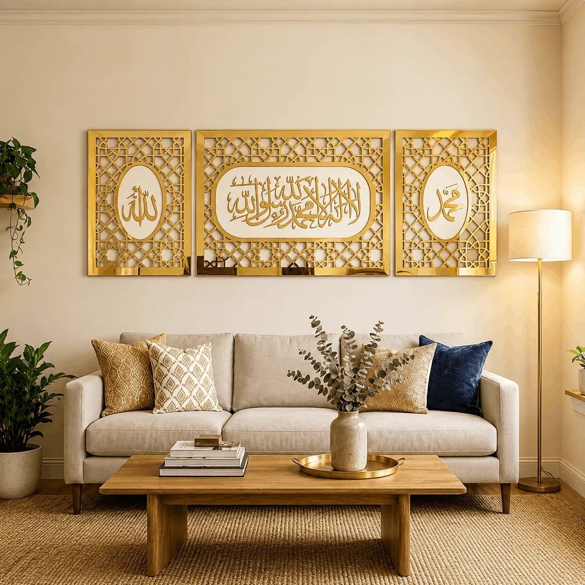 Golden Noor 3-Piece Islamic Wall Art Set