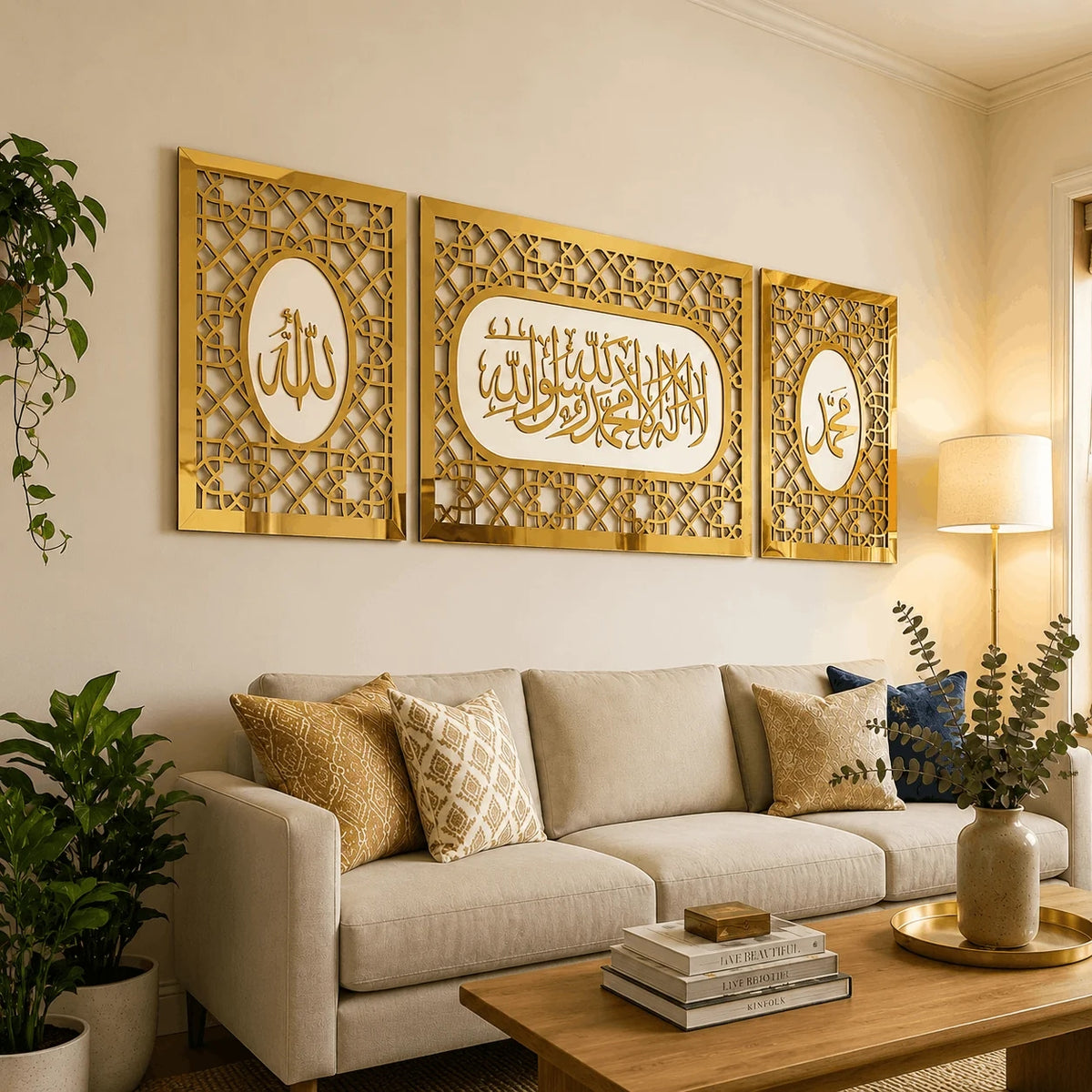 Golden Noor 3-Piece Islamic Wall Art Set