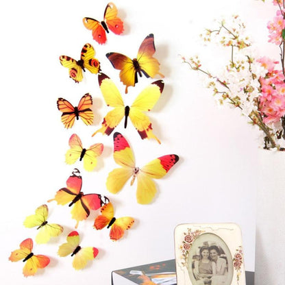 Yellow and orange printed butterfly wall decorations