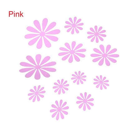Pink daisy flower wall decorations in assorted sizes