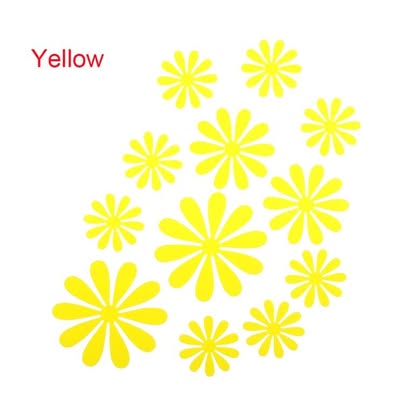 Yellow daisy flower wall decorations in assorted sizes